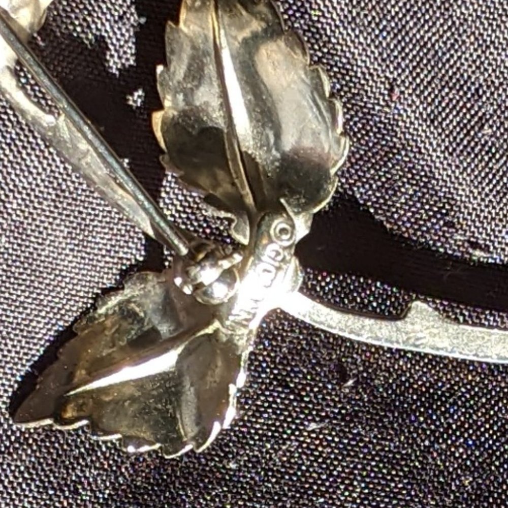 Vintage Rose Brooch Silver Gold Dress Pin Signed Giovanni Flower Costume Jewelry - Picture 5 of 7